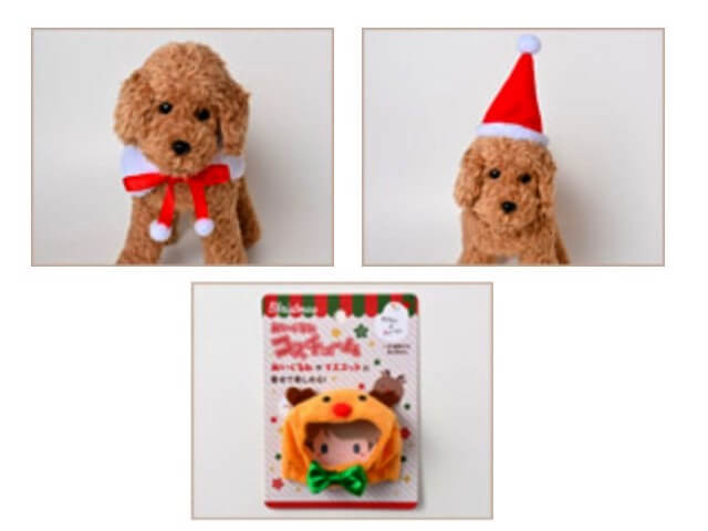 セリアクリスマスグッズ2020年新作・ペット用コスチューム(トナカイ・サンタ帽子・ファーマフラー)