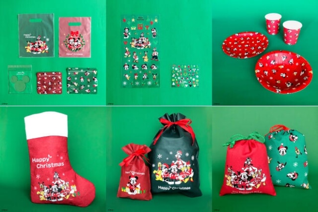 キャンドゥクリスマス2024「ミッキー&フレンズのラッピングバッグ、紙コップ&紙皿」