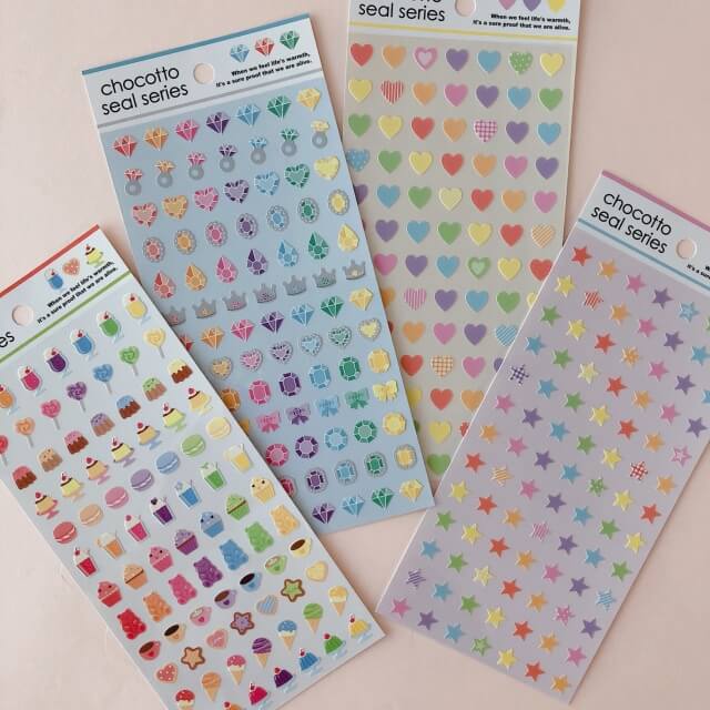 キャンドゥおもちゃ「カラフルシール(ハート、スター、ジュエル、フード)」