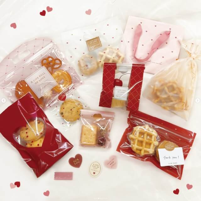ダイソーバレンタイングッズ2024「ワッフル&クッキーラッピング例」