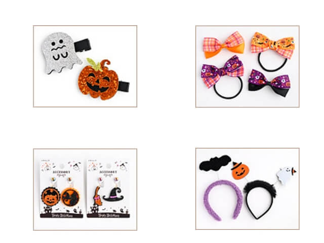 セリアハロウィンパーティー2024「おばけ＆かぼちゃのヘアアクセサリー、リボンクリップ＆ポニー、フェルトイヤリング、かわいいカチューシャ」