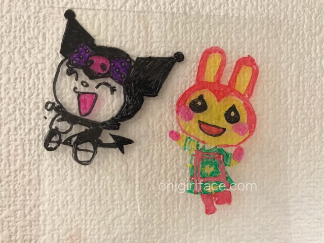 100均ダイソー(Daiso)「プラバンキュコット・透明」絵と色塗りが完成