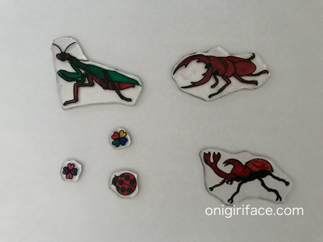 100均ダイソー(Daiso)「イラスト入りプラバンキュコット・こんちゅう(昆虫)」完成作品