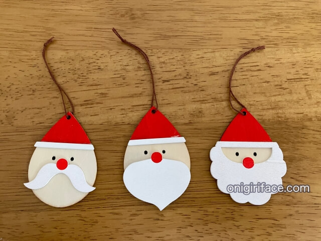 セリアクリスマスグッズ「ウッドサンタオーナメント(3種類のひげ)」