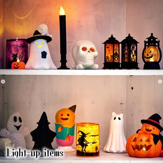 ダイソーハロウィン2025「ライト付きかぼちゃ・おばけグッズ」