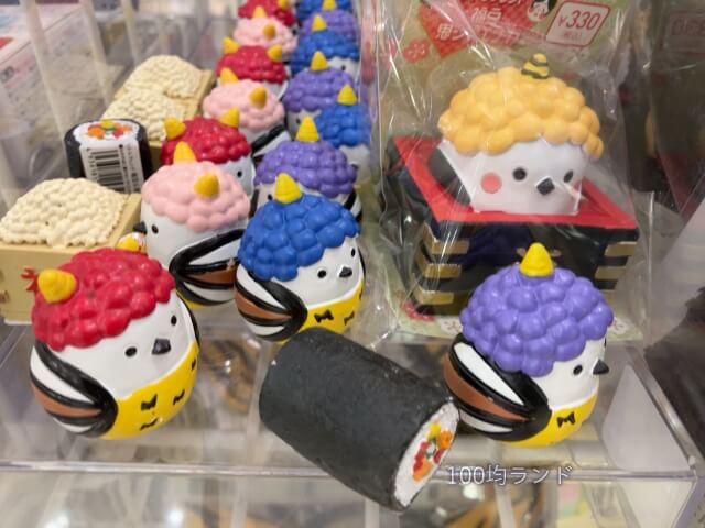 セリア節分飾り「ミニサイズの鬼シマエナガ、ミニ恵方巻、ミニ豆まき」