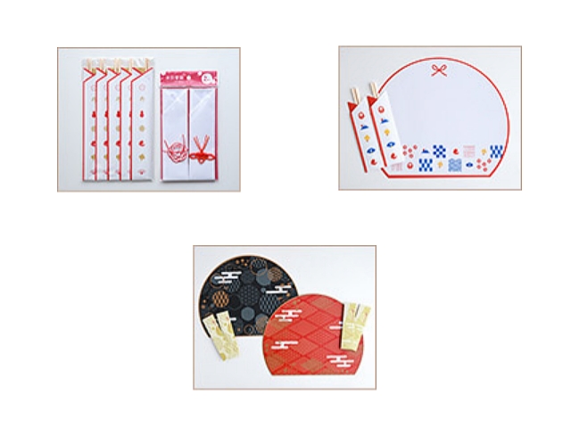 セリアお正月2026「お祝い箸、こどもお祝い箸&御膳敷紙セット、敷き紙と箸袋モダンミニマル」