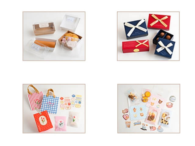 セリアバレンタイングッズ2026「正方形／長方形のトレーボックス、リボンギフト、ヴィンテージフラワー、スイーツデザインのラッピングシール／クリアバッグ」